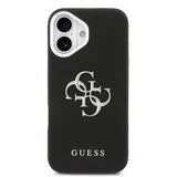 Apple iPhone 17 Kılıf Guess PU Deri 4G Büyük Metal Logo Dizayn Kapak Siyah