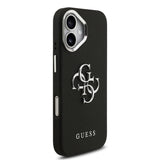 Apple iPhone 17 Kılıf Guess PU Deri 4G Büyük Metal Logo Dizayn Kapak Siyah