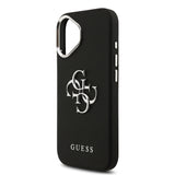 Apple iPhone 17 Kılıf Guess PU Deri 4G Büyük Metal Logo Dizayn Kapak Siyah