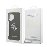 Apple iPhone 17 Kılıf Guess PU Deri 4G Büyük Metal Logo Dizayn Kapak Siyah