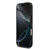 Apple iPhone 17 Kılıf Guess PU Deri 4G Desenli Üçgen Logolu Kapak Siyah