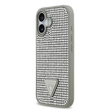 Apple iPhone 17 Kılıf Guess Rhinestone Taşlı Üçgen Logolu Kapak Gümüş
