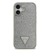 Apple iPhone 17 Kılıf Guess Rhinestone Taşlı Üçgen Logolu Kapak Gümüş