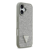 Apple iPhone 17 Kılıf Guess Rhinestone Taşlı Üçgen Logolu Kapak Gümüş