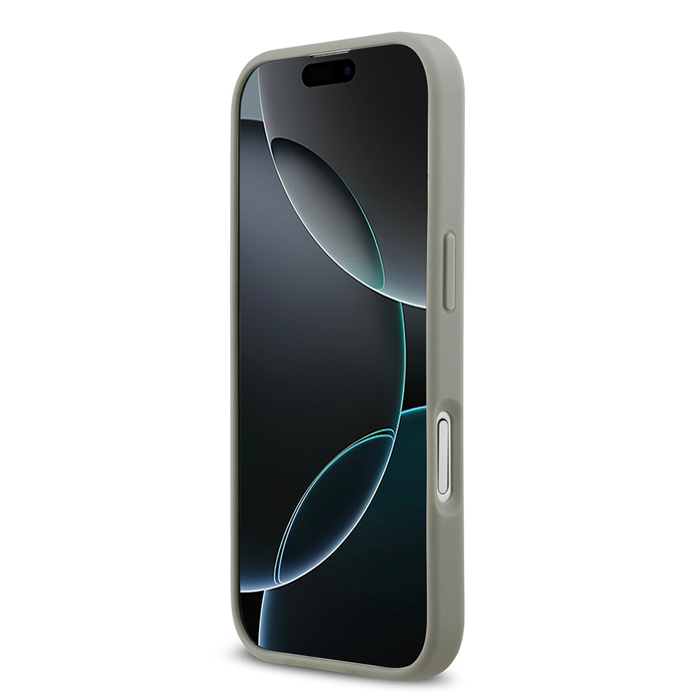 Apple iPhone 17 Kılıf Guess Rhinestone Taşlı Üçgen Logolu Kapak Gümüş