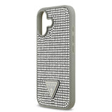 Apple iPhone 17 Kılıf Guess Rhinestone Taşlı Üçgen Logolu Kapak Gümüş