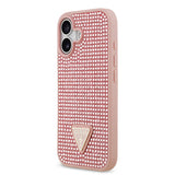 Apple iPhone 17 Kılıf Guess Rhinestone Taşlı Üçgen Logolu Kapak Pembe