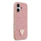 Apple iPhone 17 Kılıf Guess Rhinestone Taşlı Üçgen Logolu Kapak Pembe