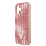 Apple iPhone 17 Kılıf Guess Rhinestone Taşlı Üçgen Logolu Kapak Pembe