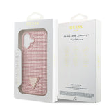 Apple iPhone 17 Kılıf Guess Rhinestone Taşlı Üçgen Logolu Kapak Pembe