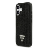 Apple iPhone 17 Kılıf Guess Rhinestone Taşlı Üçgen Logolu Kapak Siyah