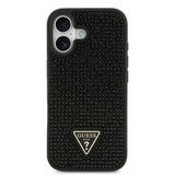 Apple iPhone 17 Kılıf Guess Rhinestone Taşlı Üçgen Logolu Kapak Siyah