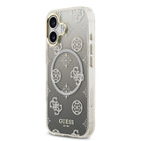 Apple iPhone 17 Kılıf Guess Simli Peony Desenli M-safe Şarj Özellikli Sert Silikon Kapak Siyah