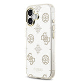 Apple iPhone 17 Kılıf M-Safe Şarj Özellikli Guess Metal Kamera Çerçeveli Peony Simli Aynalı Kapak Gold