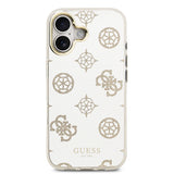 Apple iPhone 17 Kılıf M-Safe Şarj Özellikli Guess Metal Kamera Çerçeveli Peony Simli Aynalı Kapak Gold