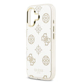 Apple iPhone 17 Kılıf M-Safe Şarj Özellikli Guess Metal Kamera Çerçeveli Peony Simli Aynalı Kapak Gold