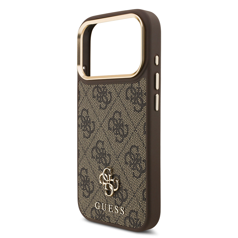 Apple iPhone 17 Pro Guess 3'lü Aksesuar Seti 4G ve Yazı Logolu Kılıf Ekran ve Lens Koruyucu Kahverengi