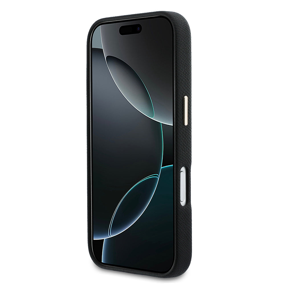 Apple iPhone 17 Pro Kılıf Guess 4G Büyük Metal Kamera Çerçeveli PU Deri Resin Kapak Siyah