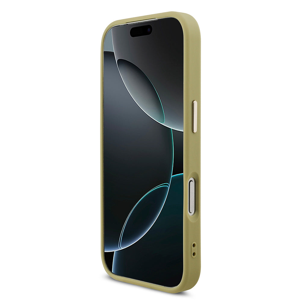 Apple iPhone 17 Pro Kılıf Guess 4G Büyük Metal Logolu Glitter Kapak Gold