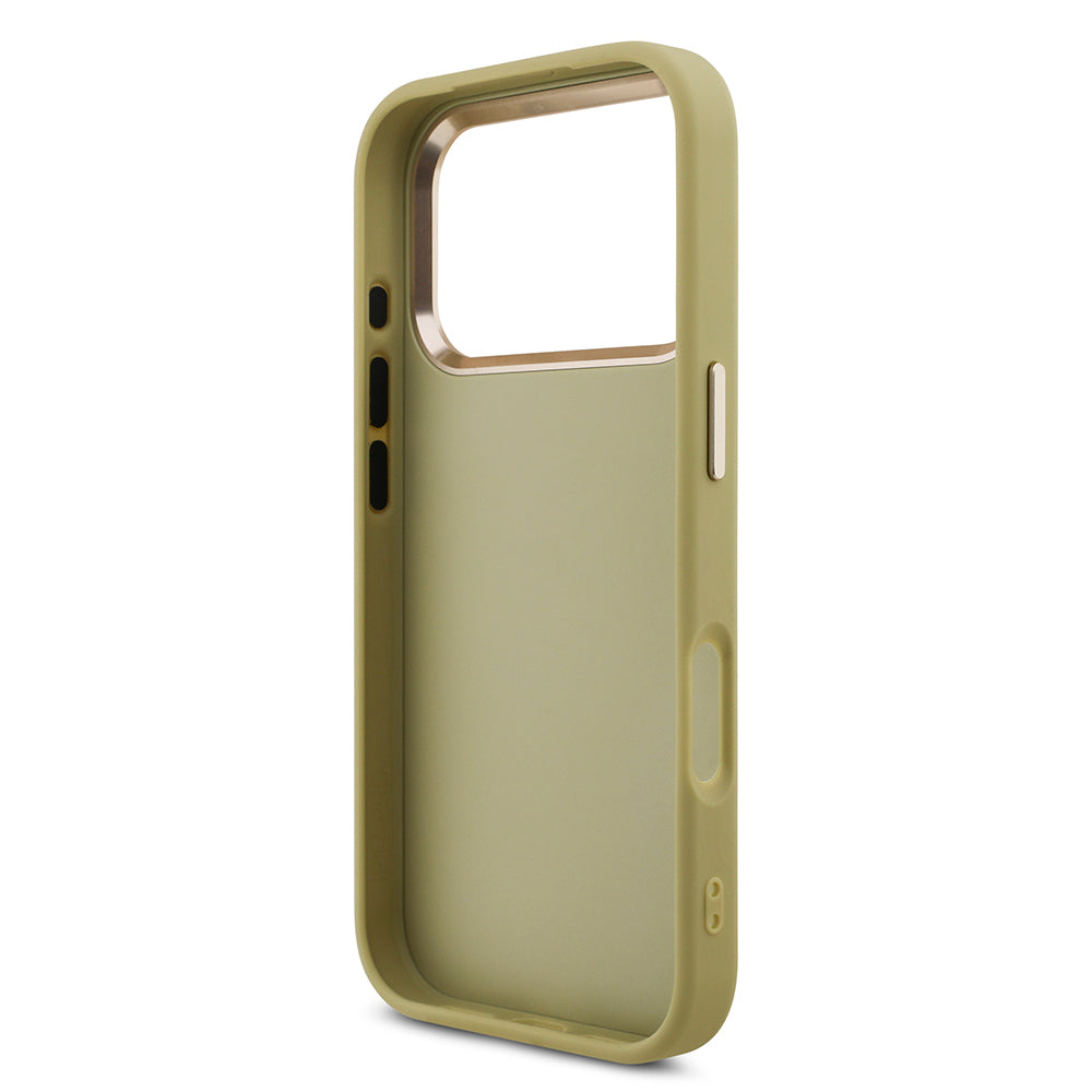Apple iPhone 17 Pro Kılıf Guess 4G Büyük Metal Logolu Glitter Kapak Gold