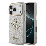 Apple iPhone 17 Pro Kılıf Guess 4G Büyük Metal Logolu Glitter Kapak Gümüş
