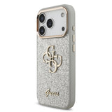 Apple iPhone 17 Pro Kılıf Guess 4G Büyük Metal Logolu Glitter Kapak Gümüş