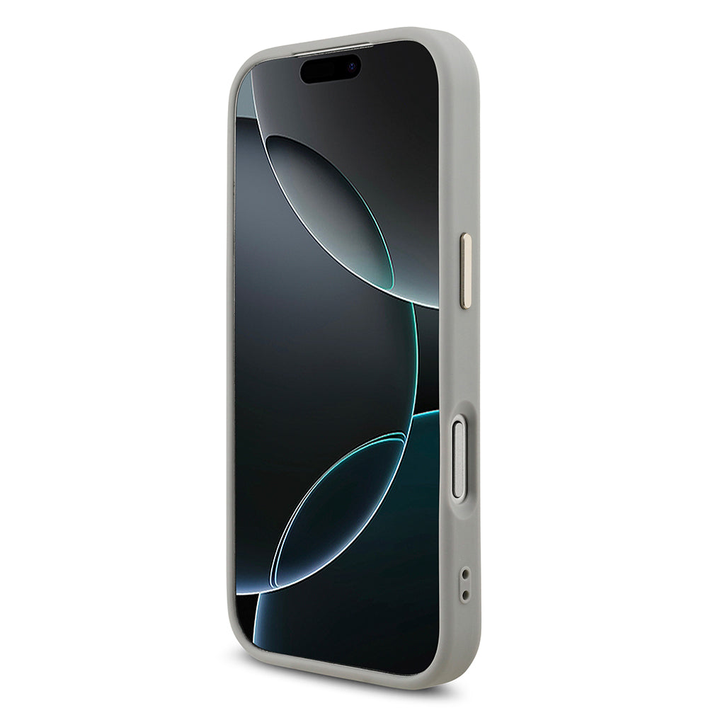 Apple iPhone 17 Pro Kılıf Guess 4G Büyük Metal Logolu Glitter Kapak Gümüş