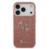 Apple iPhone 17 Pro Kılıf Guess 4G Büyük Metal Logolu Glitter Kapak Pembe