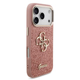 Apple iPhone 17 Pro Kılıf Guess 4G Büyük Metal Logolu Glitter Kapak Pembe