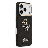 Apple iPhone 17 Pro Kılıf Guess 4G Büyük Metal Logolu Glitter Kapak Siyah