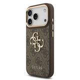 Apple iPhone 17 Pro Kılıf Guess 4G Büyük Metal Logolu Kalın Askılı Kapak Kahverengi