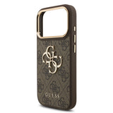 Apple iPhone 17 Pro Kılıf Guess 4G Büyük Metal Logolu Kalın Askılı Kapak Kahverengi