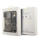 Apple iPhone 17 Pro Kılıf Guess 4G Büyük Metal Logolu Kalın Askılı Kapak Kahverengi