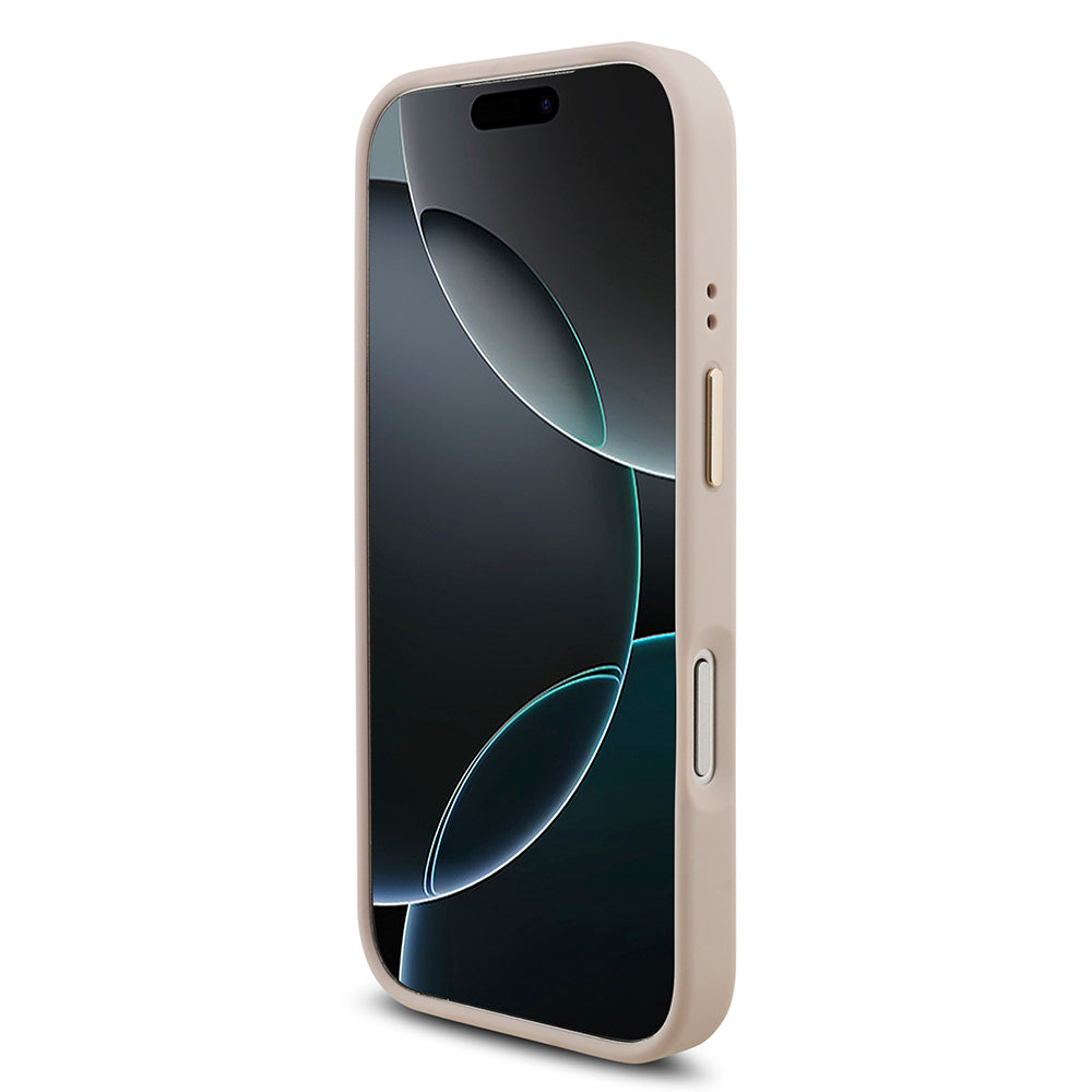Apple iPhone 17 Pro Kılıf Guess 4G Büyük Metal Logolu Kalın Askılı Kapak Pembe