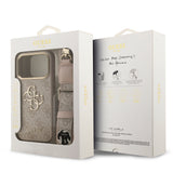 Apple iPhone 17 Pro Kılıf Guess 4G Büyük Metal Logolu Kalın Askılı Kapak Pembe