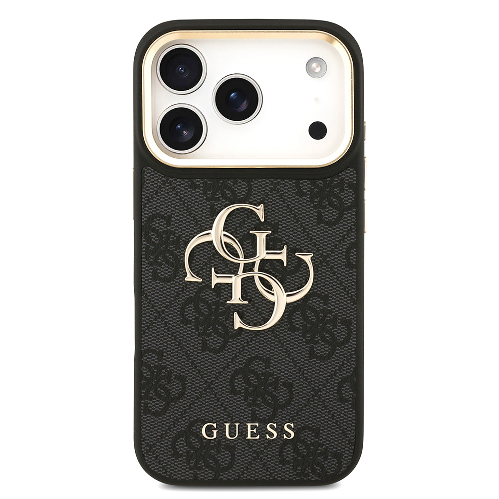 Apple iPhone 17 Pro Kılıf Guess 4G Büyük Metal Logolu Kalın Askılı Kapak Siyah