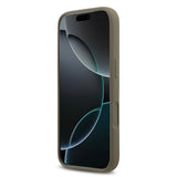 Apple iPhone 17 Pro Kılıf Guess 4G Metal Grained Yazı Logolu TPU Kapak Kahverengi