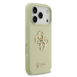 Apple iPhone 17 Pro Kılıf Guess 4G Metal Grained Yazı Logolu TPU Kapak Yeşil