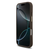 Apple iPhone 17 Pro Kılıf Guess Gold Metal Kamera Çerçeveli Büyük 4G ve Yazı Logolu Kapak Kahverengi