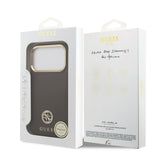 Apple iPhone 17 Pro Kılıf Guess M-safe Özellikli Grained Yazı ve Taşlı 4G Logolu Kapak Kahverengi