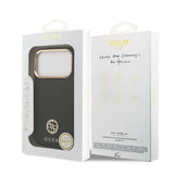 Apple iPhone 17 Pro Kılıf Guess M-safe Özellikli Grained Yazı ve Taşlı 4G Logolu Kapak Siyah