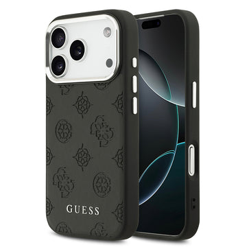 Apple iPhone 17 Pro Kılıf Guess M-safe Özellikli Sıcak Baskılı Klasik Logolu PU Peony Kapak Siyah