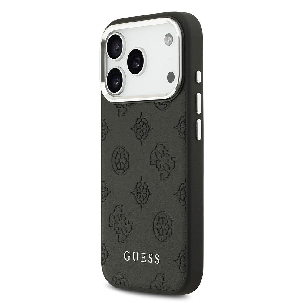 Apple iPhone 17 Pro Kılıf Guess M-safe Özellikli Sıcak Baskılı Klasik Logolu PU Peony Kapak Siyah