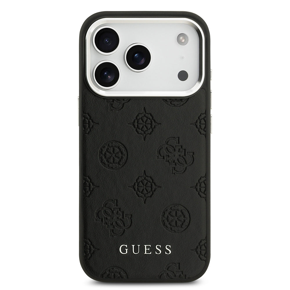Apple iPhone 17 Pro Kılıf Guess M-safe Özellikli Sıcak Baskılı Klasik Logolu PU Peony Kapak Siyah
