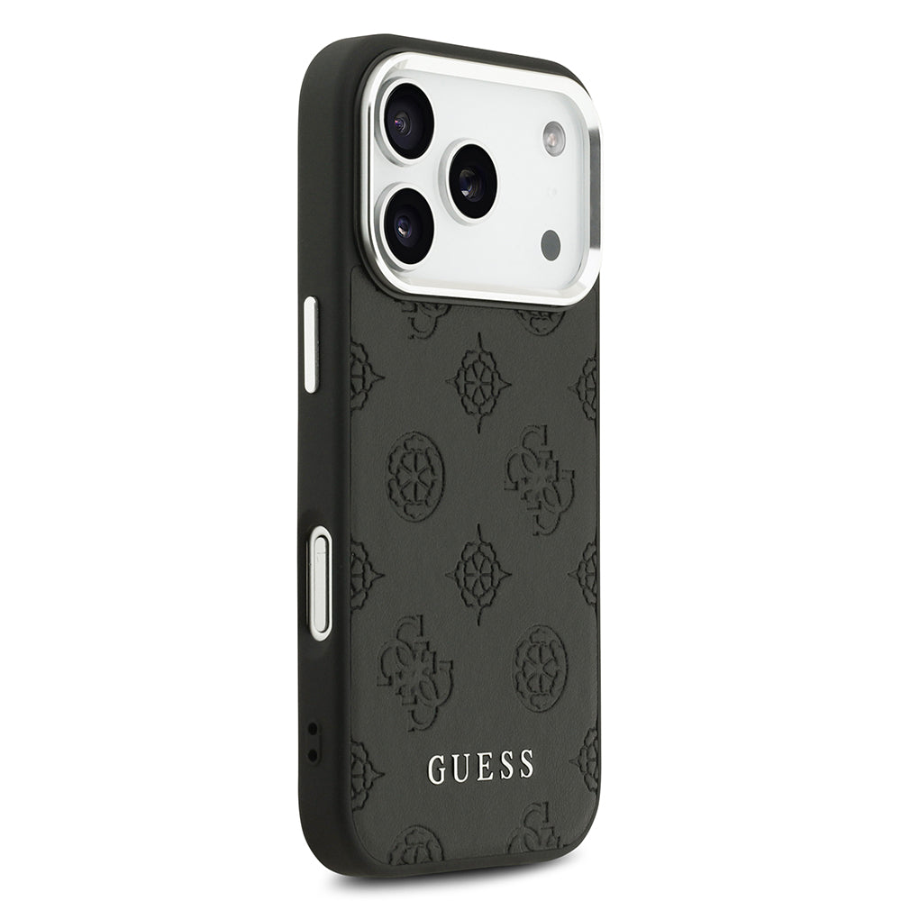 Apple iPhone 17 Pro Kılıf Guess M-safe Özellikli Sıcak Baskılı Klasik Logolu PU Peony Kapak Siyah