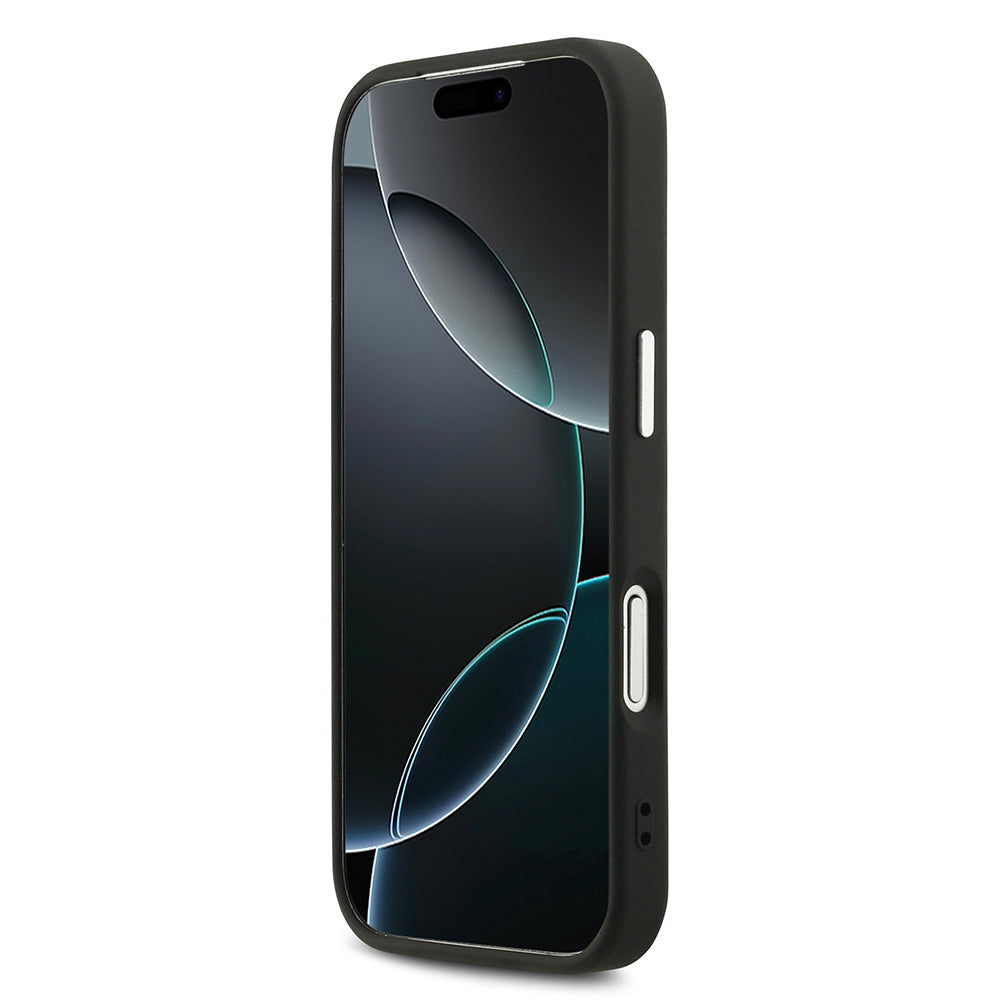 Apple iPhone 17 Pro Kılıf Guess M-safe Özellikli Sıcak Baskılı Klasik Logolu PU Peony Kapak Siyah