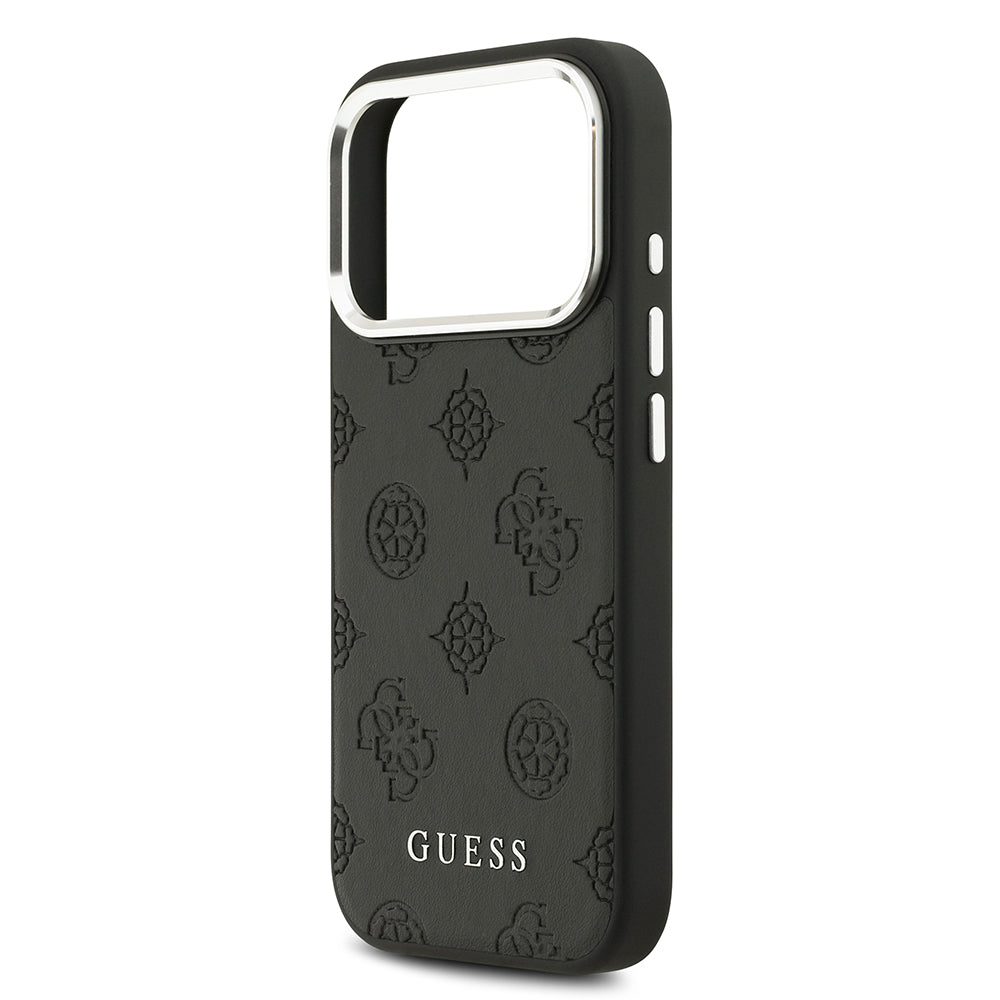Apple iPhone 17 Pro Kılıf Guess M-safe Özellikli Sıcak Baskılı Klasik Logolu PU Peony Kapak Siyah