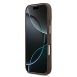 Apple iPhone 17 Pro Kılıf Guess M-safe Özellikli Yazı Logolu PU Deri Peony Kapak Kahverengi