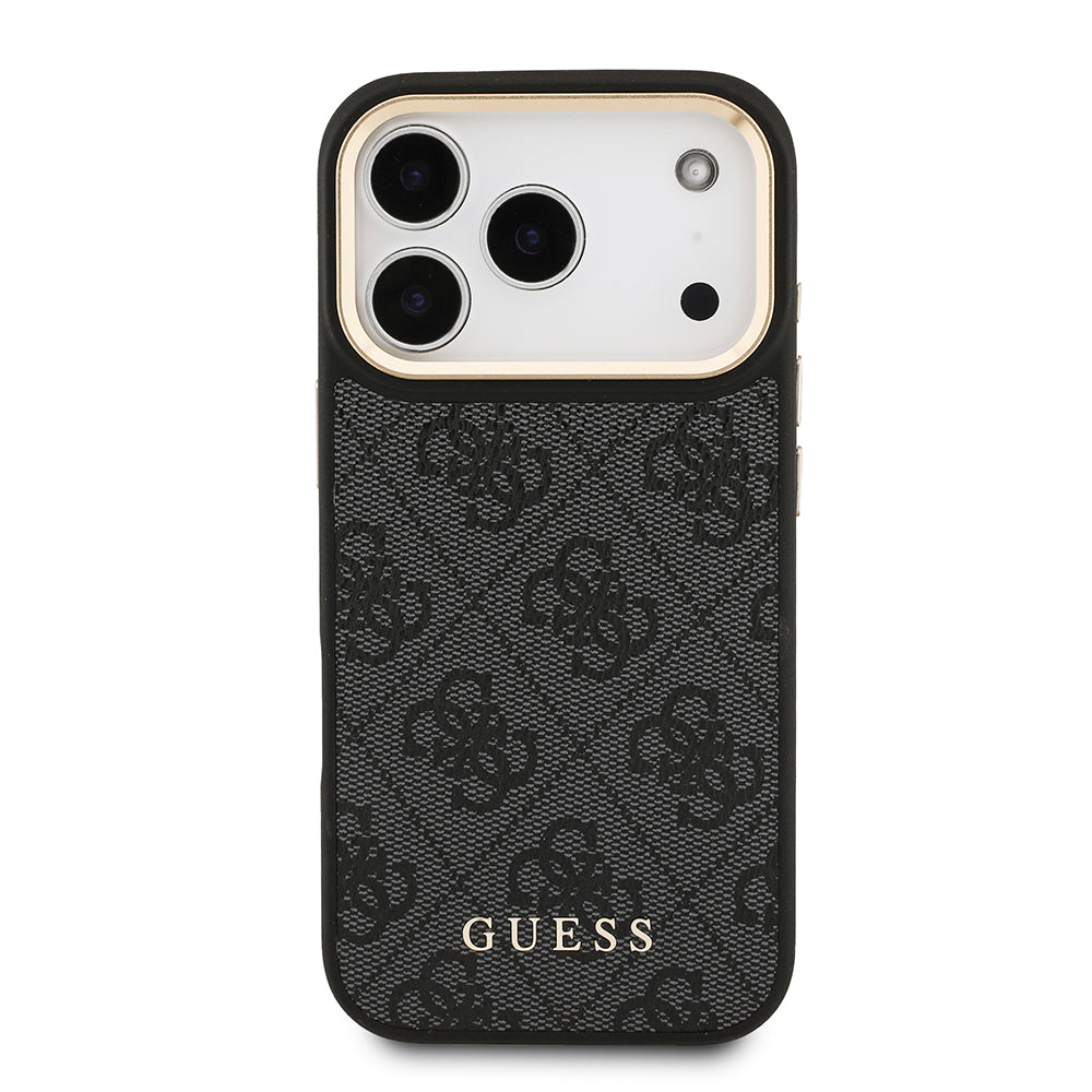 Apple iPhone 17 Pro Kılıf Guess M-safe Şarj Özellikli 2in1 4G Metal Büyük Logolu Kartlıklı Kapak Siyah