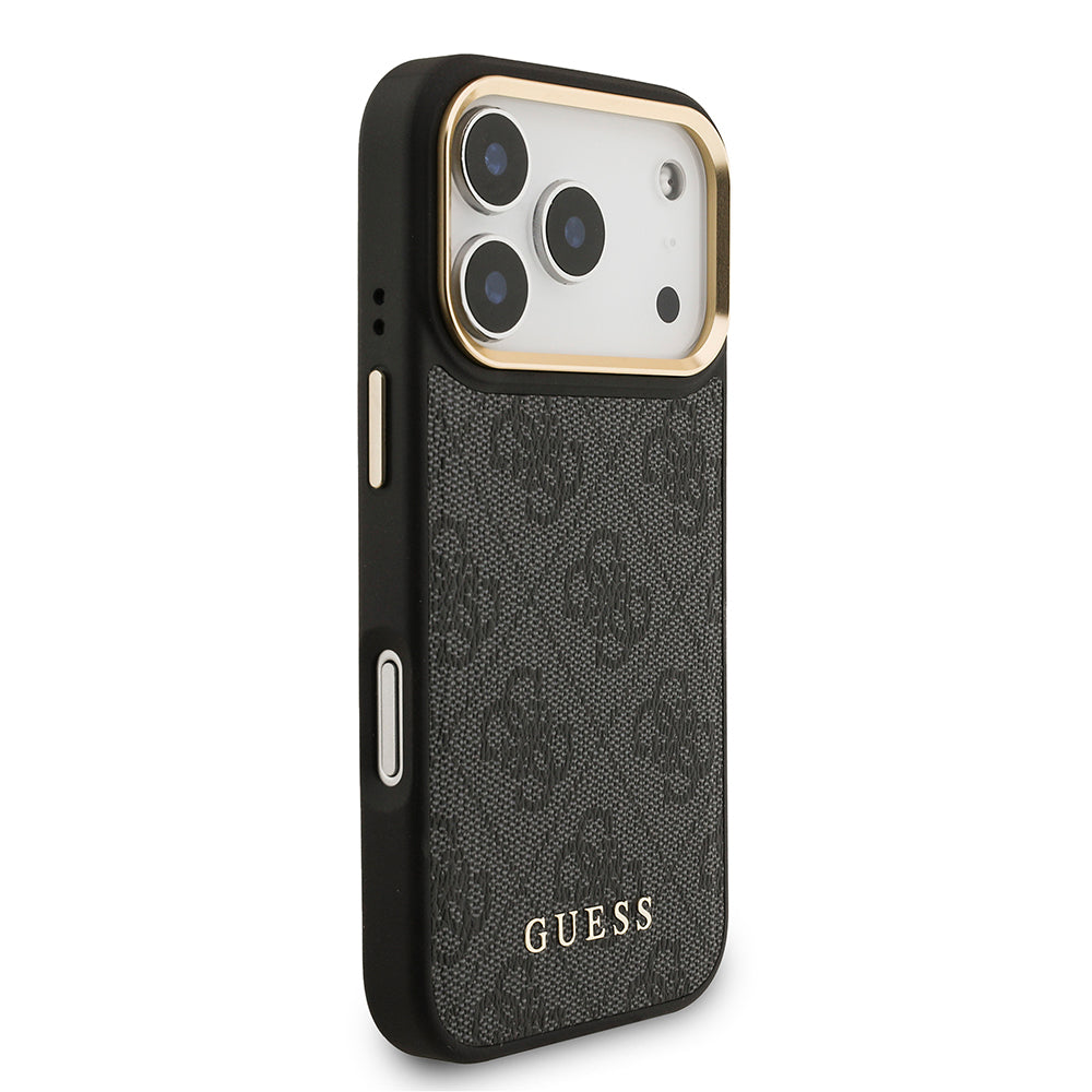Apple iPhone 17 Pro Kılıf Guess M-safe Şarj Özellikli 2in1 4G Metal Büyük Logolu Kartlıklı Kapak Siyah